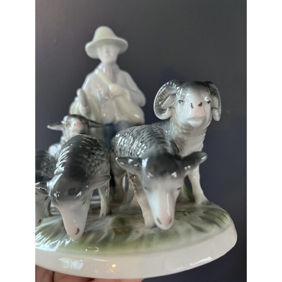 Golden Crown E R Germany Gerold Porzellan Bavaria Shepherd Sheep Figurine - Picture 3 of 12